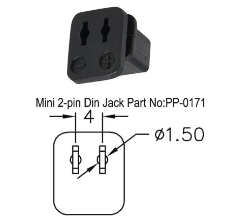 Mini 2-pin Din Jack Part No. PP-0171