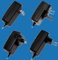 WALL-MOUNTED E-SERIES Universal Switching Adaptors with Fixed AC Plugs (up to 24W)